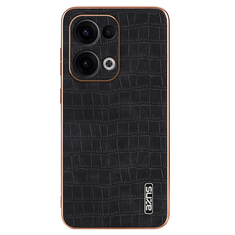 AZNS For Oppo Reno13 5G (Global) Case Electroplating Crocodile Texture PU + TPU Phone Cover - Black