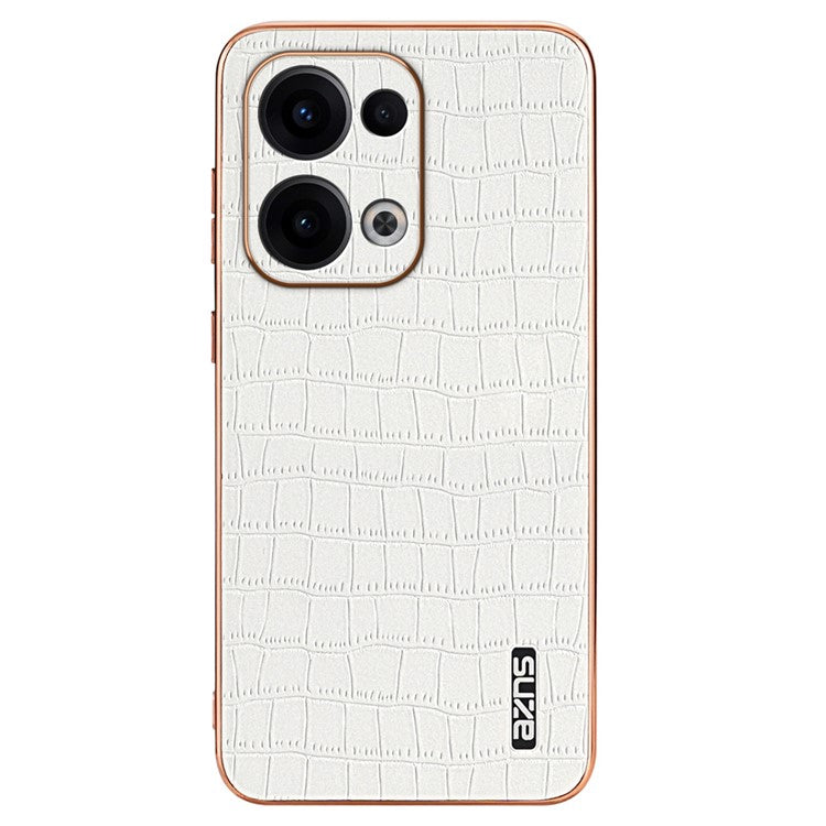 AZNS For Oppo Reno13 5G (Global) Case Electroplating Crocodile Texture PU + TPU Phone Cover - White