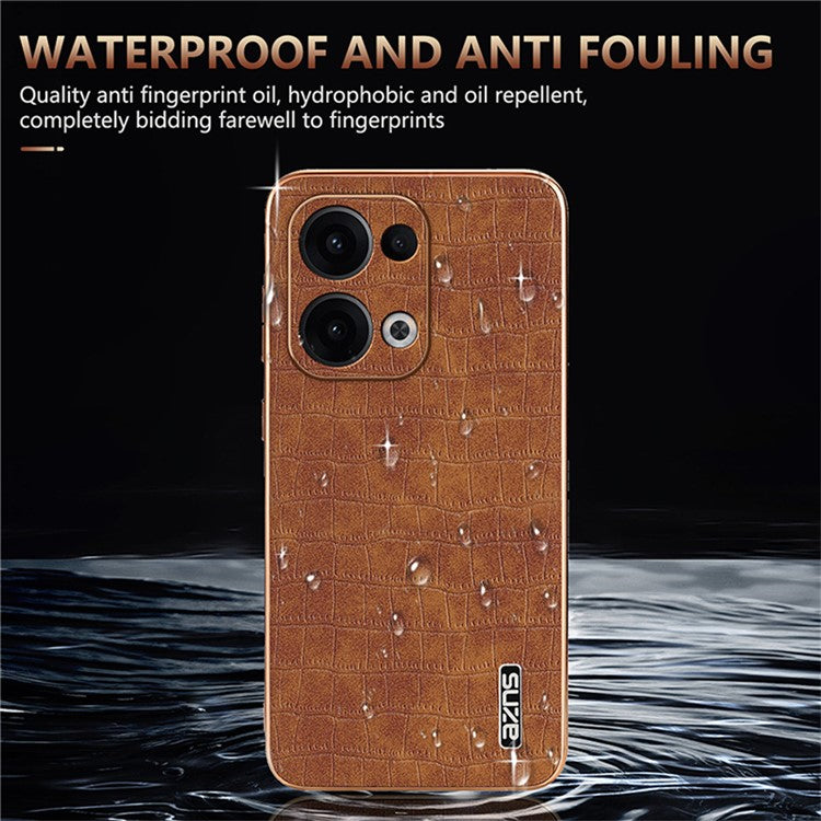 AZNS For Oppo Reno13 5G (Global) Case Electroplating Crocodile Texture PU + TPU Phone Cover - White