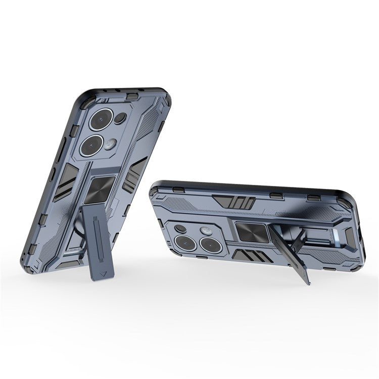 For Oppo Reno13 5G (Global) Case PC + TPU Shockproof Phone Cover with Kickstand - Blue