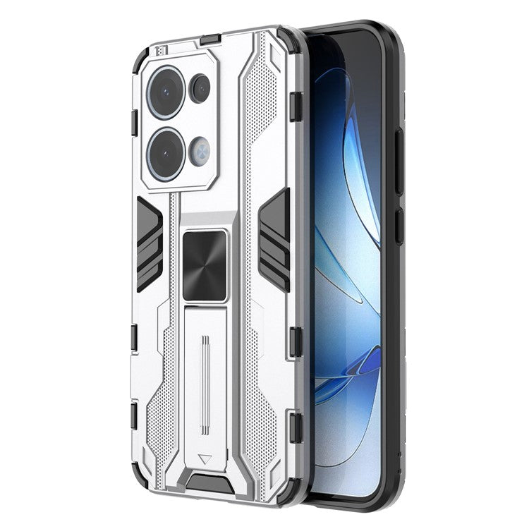 For Oppo Reno13 5G (Global) Case PC + TPU Shockproof Phone Cover with Kickstand - Silver