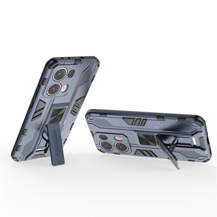 For Oppo Reno13 Pro 5G Case PC + TPU Shockproof Phone Cover with Kickstand - Blue