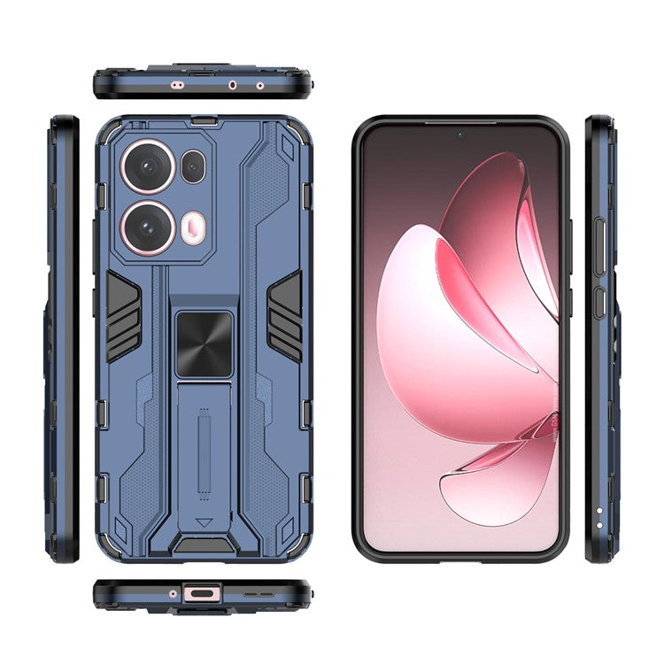 For Oppo Reno13 Pro 5G Case PC + TPU Shockproof Phone Cover with Kickstand - Blue