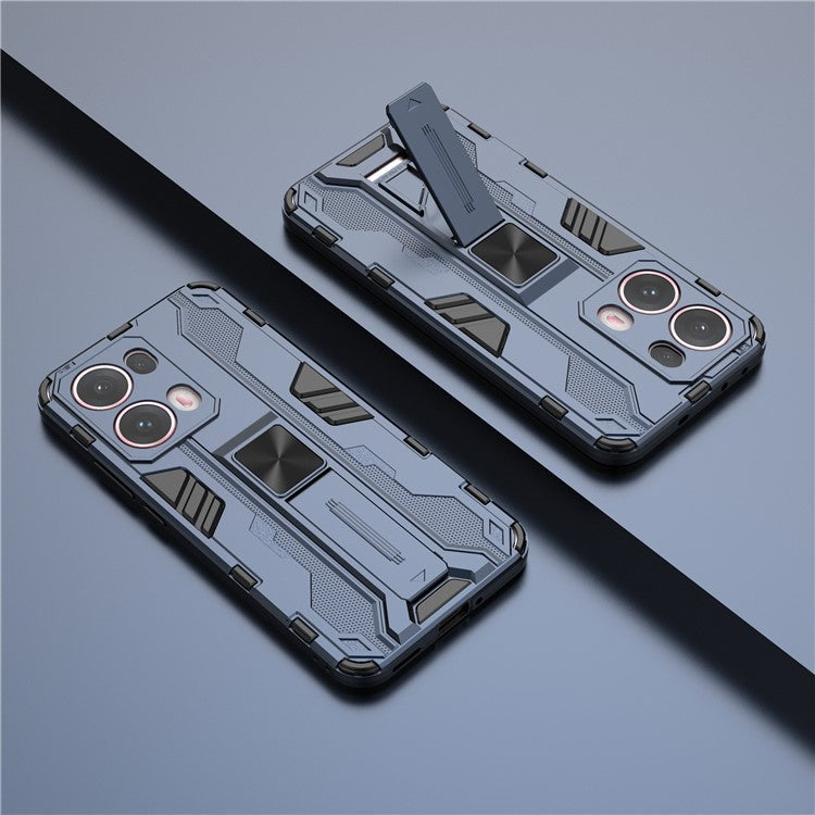 For Oppo Reno13 Pro 5G Case PC + TPU Shockproof Phone Cover with Kickstand - Blue