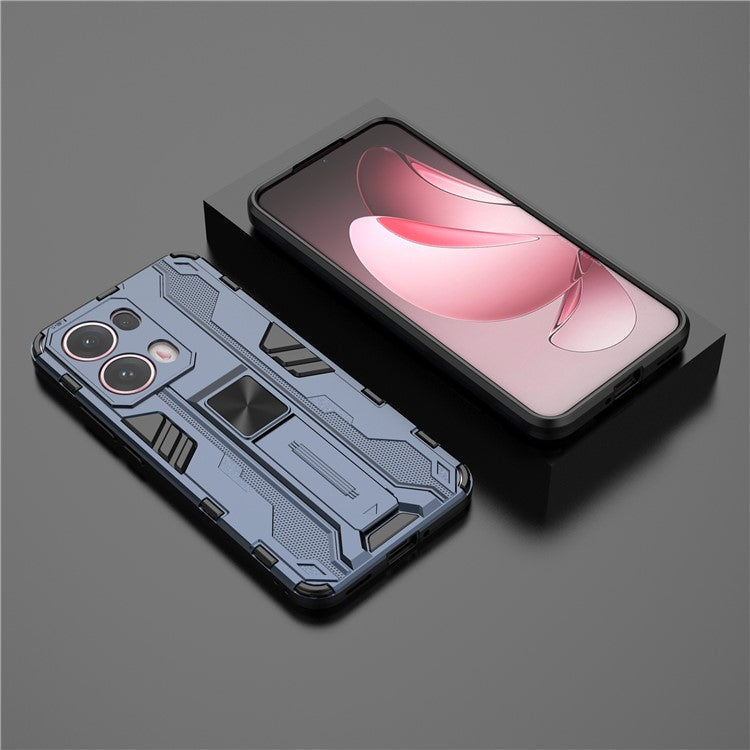 For Oppo Reno13 Pro 5G Case PC + TPU Shockproof Phone Cover with Kickstand - Blue