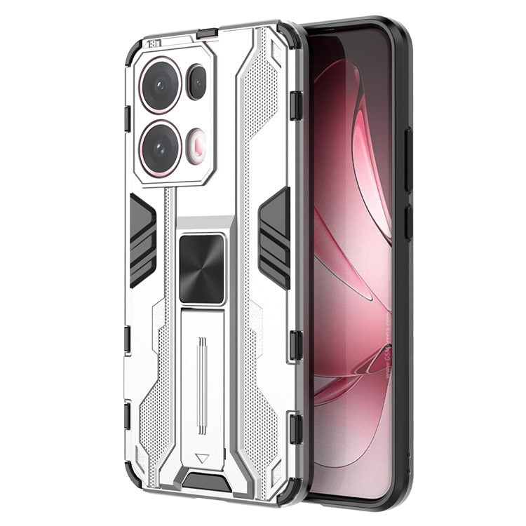 For Oppo Reno13 Pro 5G Case PC + TPU Shockproof Phone Cover with Kickstand - Silver