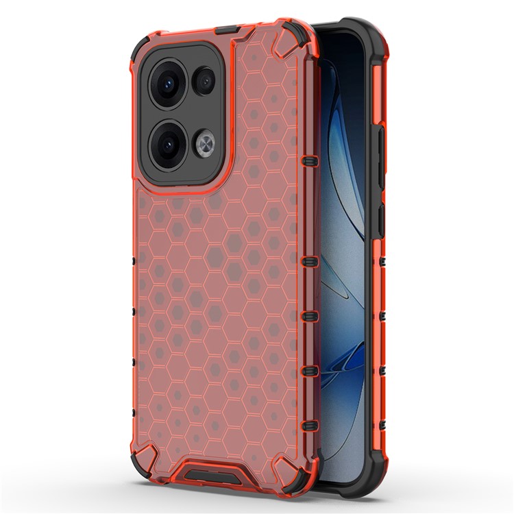 For Oppo Reno13 Pro 5G Case PC + TPU Phone Cover Honeycomb Shape - Red