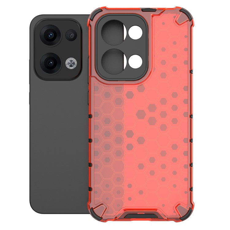 For Oppo Reno13 Pro 5G Case PC + TPU Phone Cover Honeycomb Shape - Red