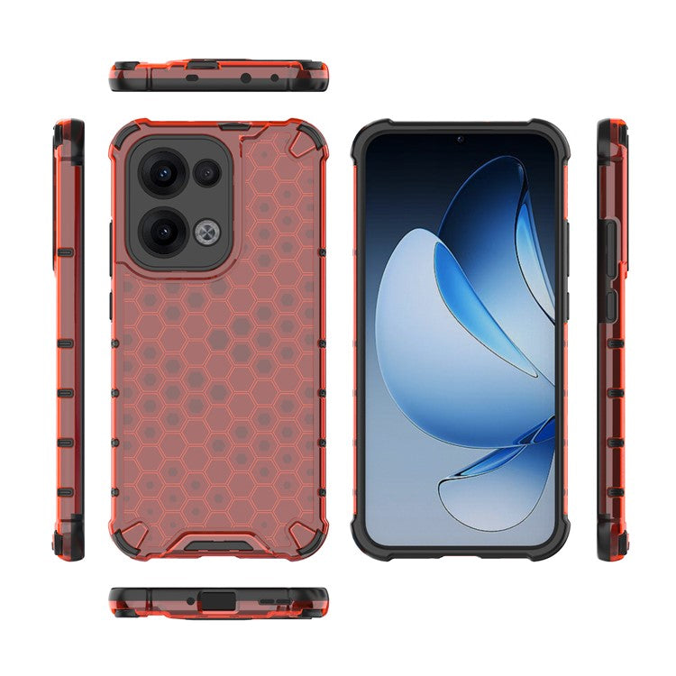 For Oppo Reno13 Pro 5G Case PC + TPU Phone Cover Honeycomb Shape - Red