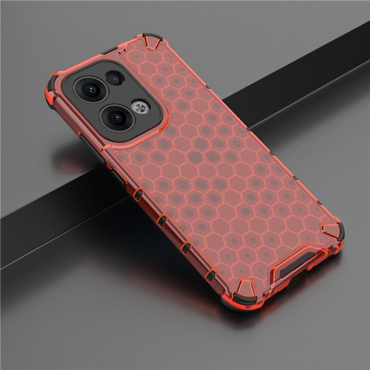 For Oppo Reno13 Pro 5G Case PC + TPU Phone Cover Honeycomb Shape - Red