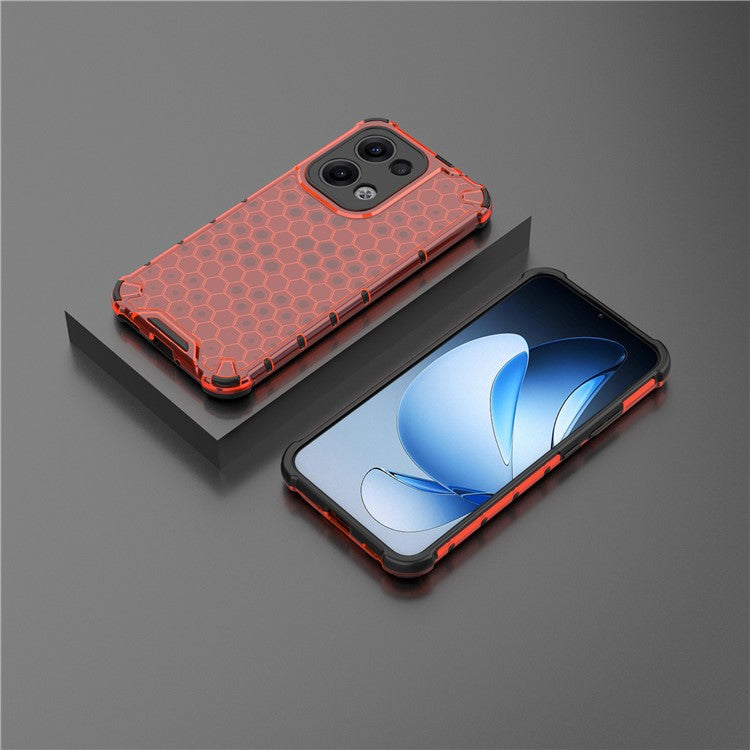 For Oppo Reno13 Pro 5G Case PC + TPU Phone Cover Honeycomb Shape - Red