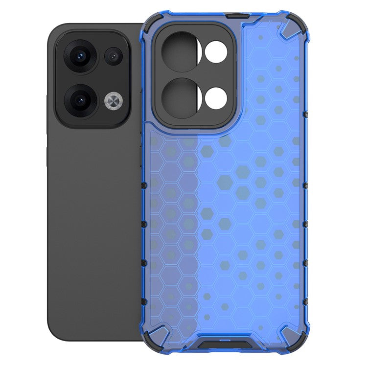 For Oppo Reno13 Pro 5G Case PC + TPU Phone Cover Honeycomb Shape - Blue