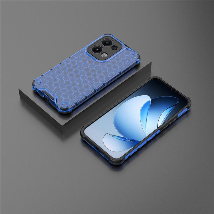 For Oppo Reno13 Pro 5G Case PC + TPU Phone Cover Honeycomb Shape - Blue