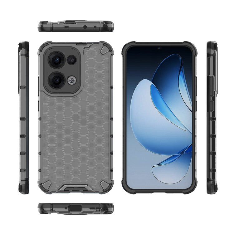 For Oppo Reno13 Pro 5G Case PC + TPU Phone Cover Honeycomb Shape - Black