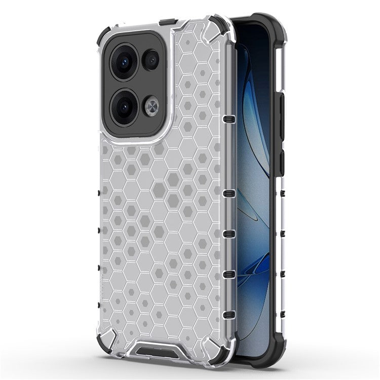 For Oppo Reno13 Pro 5G Case PC + TPU Phone Cover Honeycomb Shape - Grey
