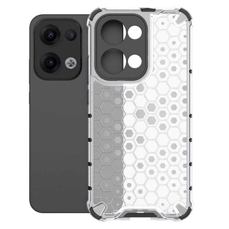 For Oppo Reno13 Pro 5G Case PC + TPU Phone Cover Honeycomb Shape - Grey
