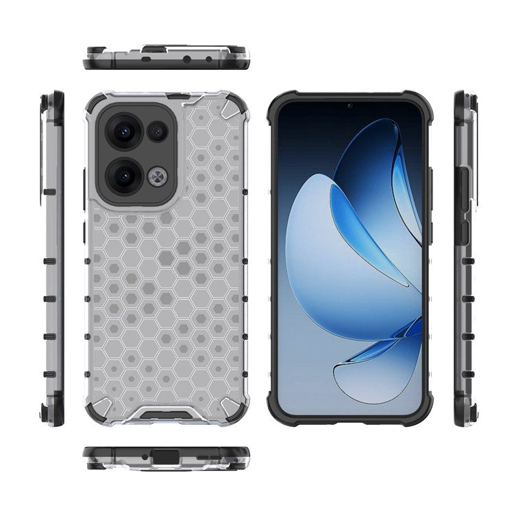 For Oppo Reno13 Pro 5G Case PC + TPU Phone Cover Honeycomb Shape - Grey