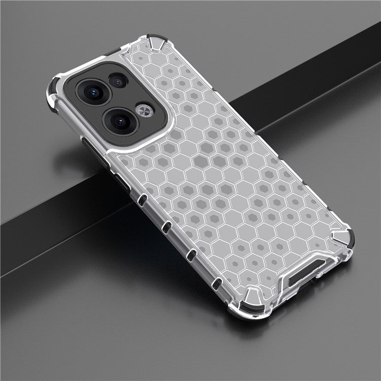 For Oppo Reno13 Pro 5G Case PC + TPU Phone Cover Honeycomb Shape - Grey