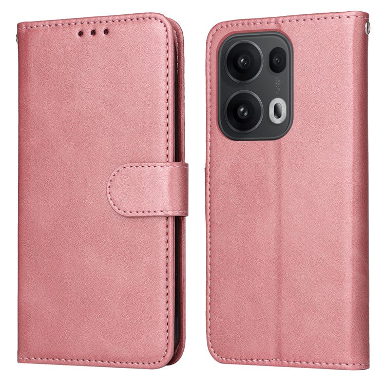 For Oppo Reno13 Pro 5G Case Wallet PU Leather Folio Flip Phone Cover - Pink