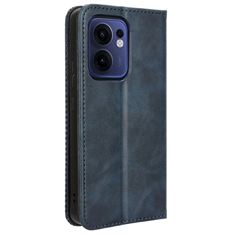 For Oppo Reno13 F 5G  /  Reno13 F 4G Leather Case Wallet Stand Retro Texture Phone Cover - Blue