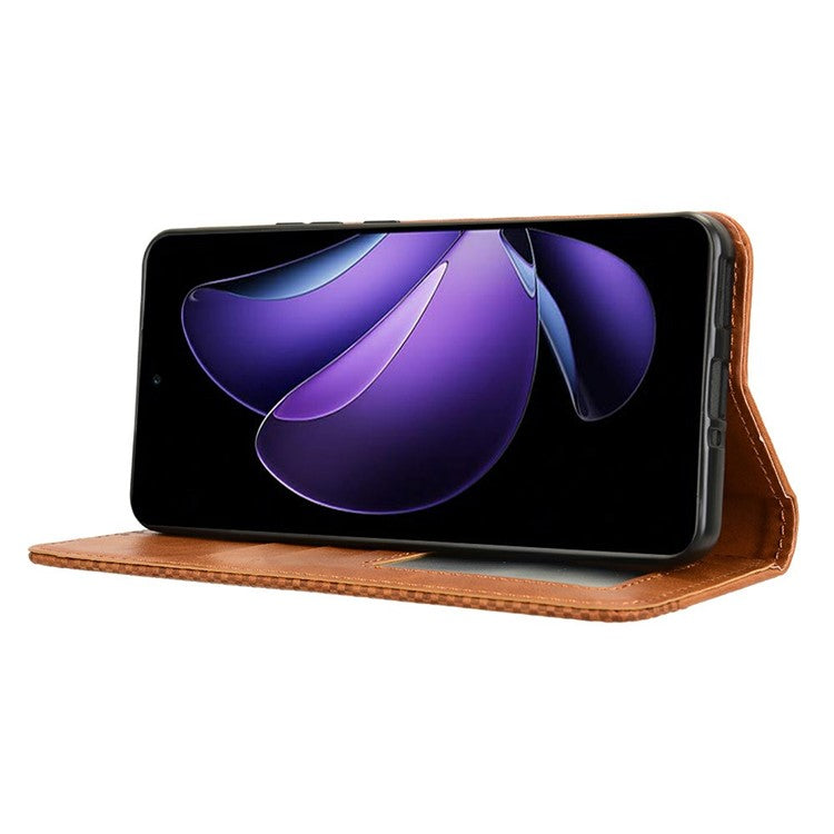 For Oppo Reno13 F 5G  /  Reno13 F 4G Leather Case Wallet Stand Retro Texture Phone Cover - Brown