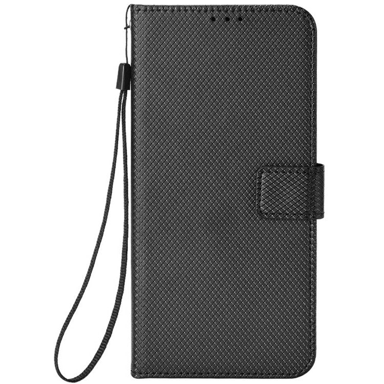 For Oppo Reno13 F 5G  /  Reno13 F 4G Case PU Leather Diamond Texture Wallet Phone Cover - Black