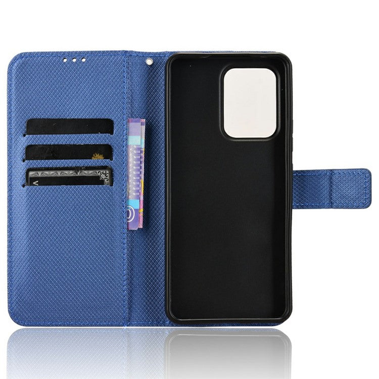 For Oppo Reno13 F 5G  /  Reno13 F 4G Case PU Leather Diamond Texture Wallet Phone Cover - Blue
