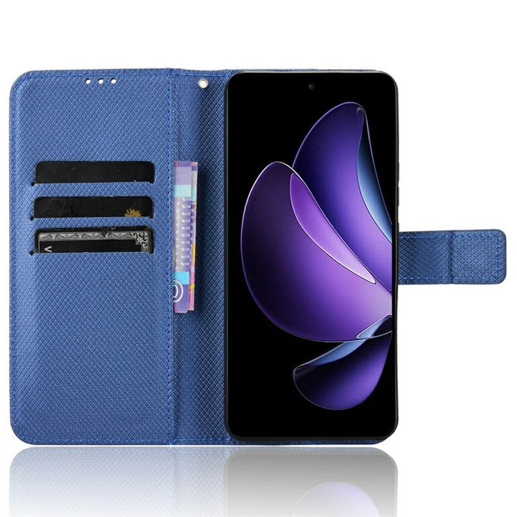 For Oppo Reno13 F 5G  /  Reno13 F 4G Case PU Leather Diamond Texture Wallet Phone Cover - Blue