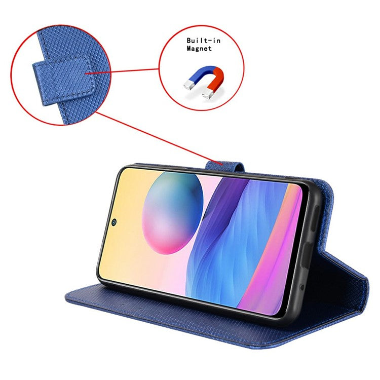 For Oppo Reno13 F 5G  /  Reno13 F 4G Case PU Leather Diamond Texture Wallet Phone Cover - Blue