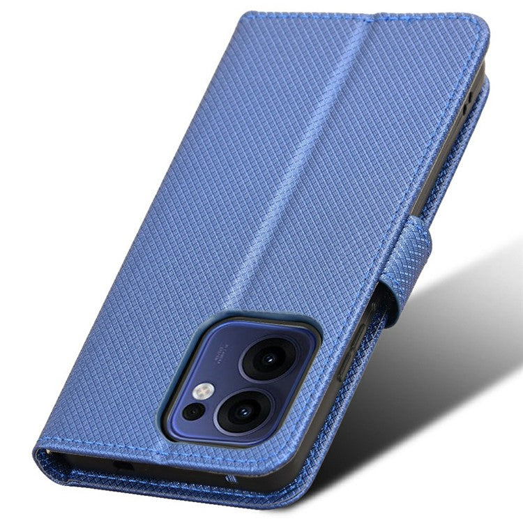 For Oppo Reno13 F 5G  /  Reno13 F 4G Case PU Leather Diamond Texture Wallet Phone Cover - Blue