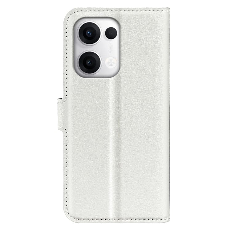 For Oppo Reno13 5G (Global) Case Litchi Texture Shockproof Leather Wallet Phone Cover - White