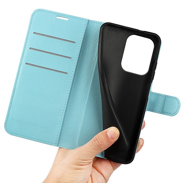 For Oppo Reno13 5G (Global) Case Litchi Texture Shockproof Leather Wallet Phone Cover - Blue