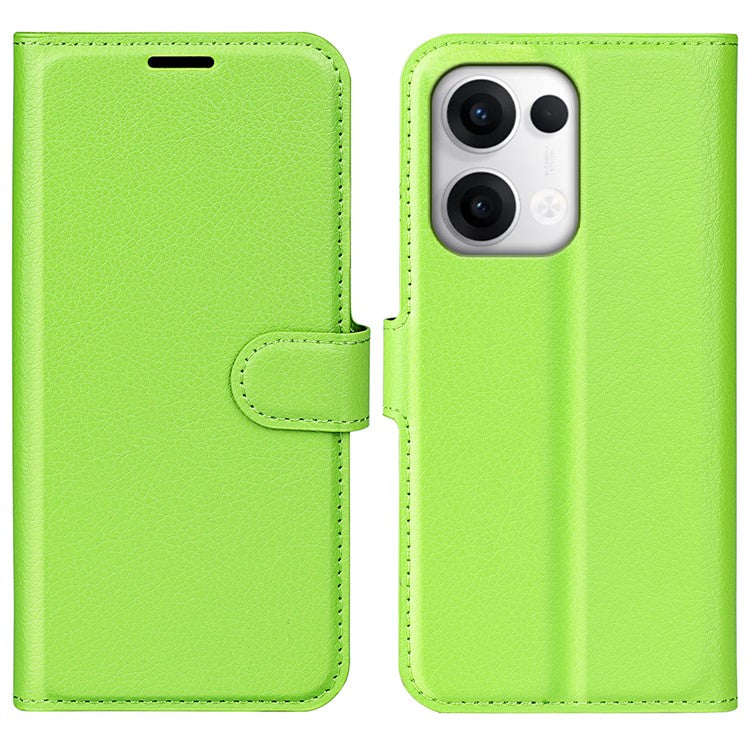 For Oppo Reno13 5G (Global) Case Litchi Texture Shockproof Leather Wallet Phone Cover - Green