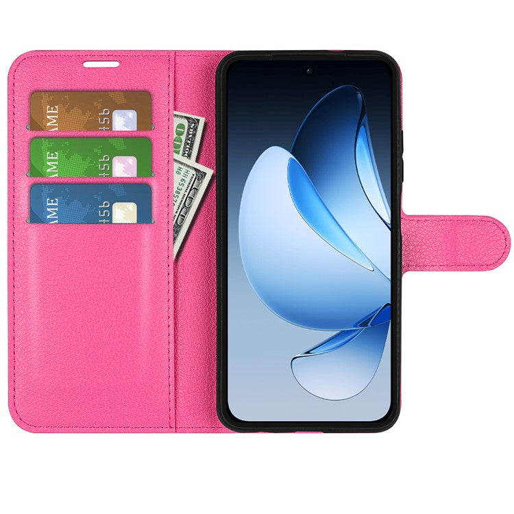 For Oppo Reno13 5G (Global) Case Litchi Texture Shockproof Leather Wallet Phone Cover - Rose