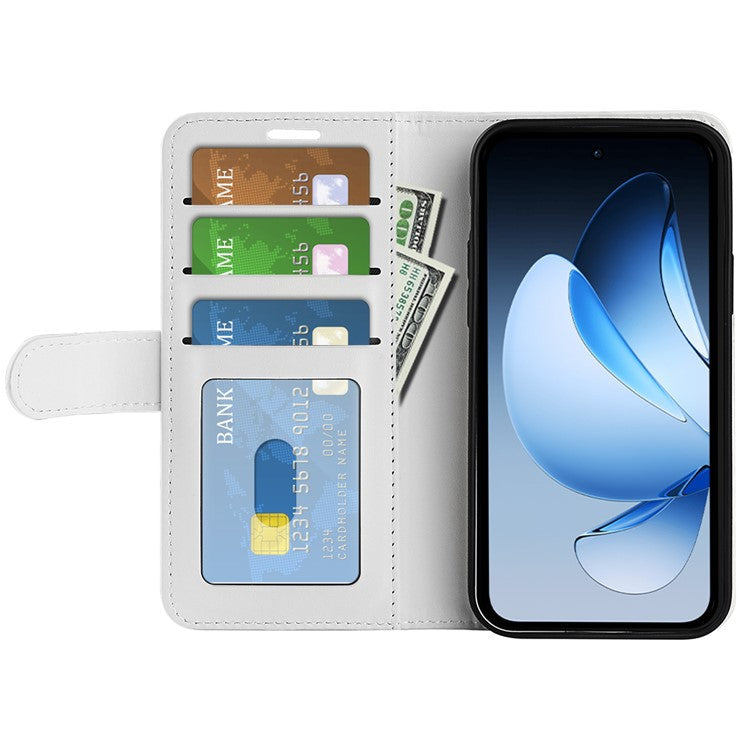 For Oppo Reno13 5G (Global) Wallet Case Crazy Horse Texture Stand Leather Phone Cover - White