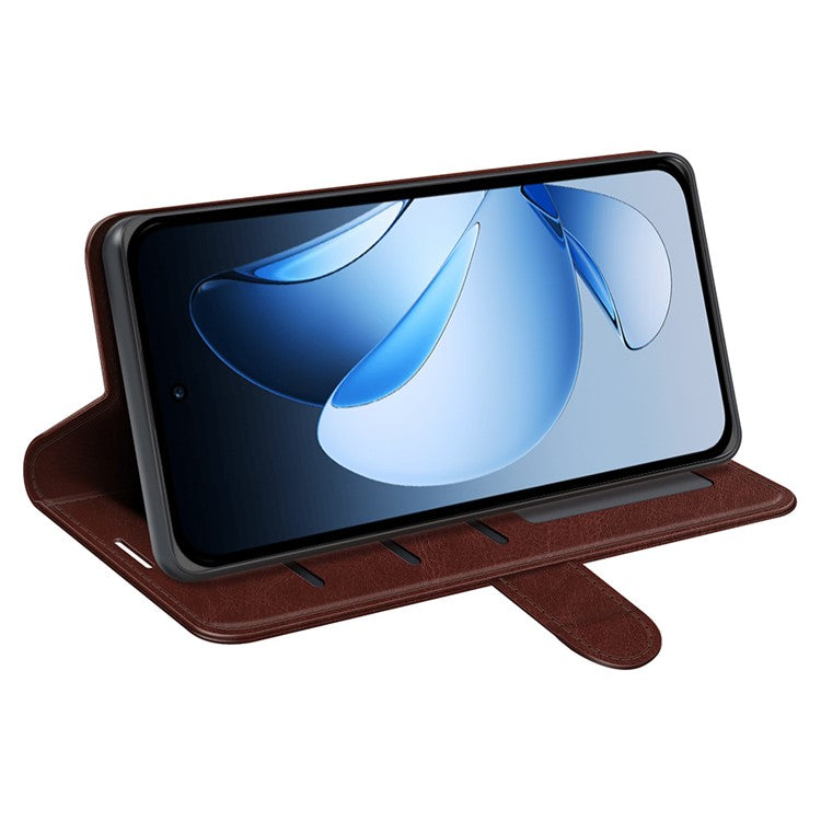 For Oppo Reno13 5G (Global) Wallet Case Crazy Horse Texture Stand Leather Phone Cover - Brown