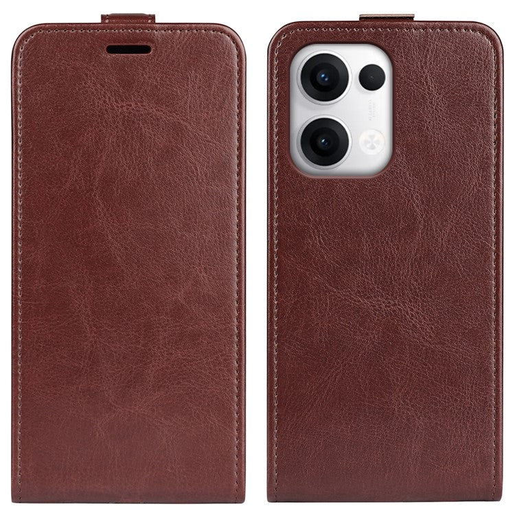 For Oppo Reno13 5G (Global) Case with Card Slots Vertical Flip Leather Phone Cover - Brown