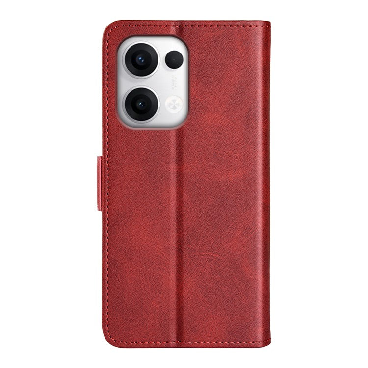 For Oppo Reno13 5G (Global) Stand Case Calf Texture Leather Wallet Phone Cover - Red