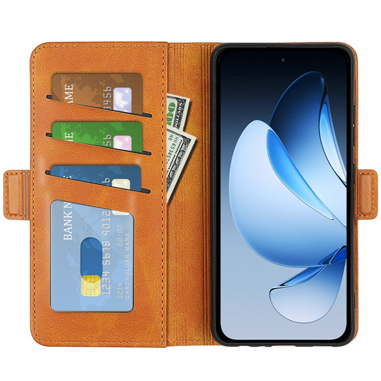 For Oppo Reno13 5G (Global) Stand Case Calf Texture Leather Wallet Phone Cover - Yellow