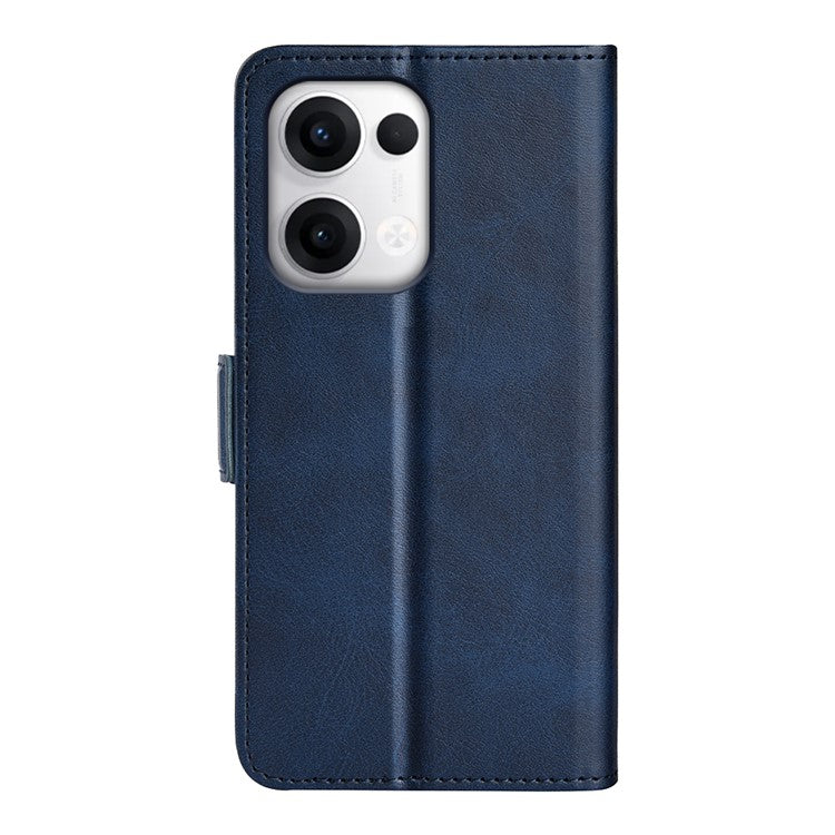For Oppo Reno13 5G (Global) Stand Case Calf Texture Leather Wallet Phone Cover - Blue