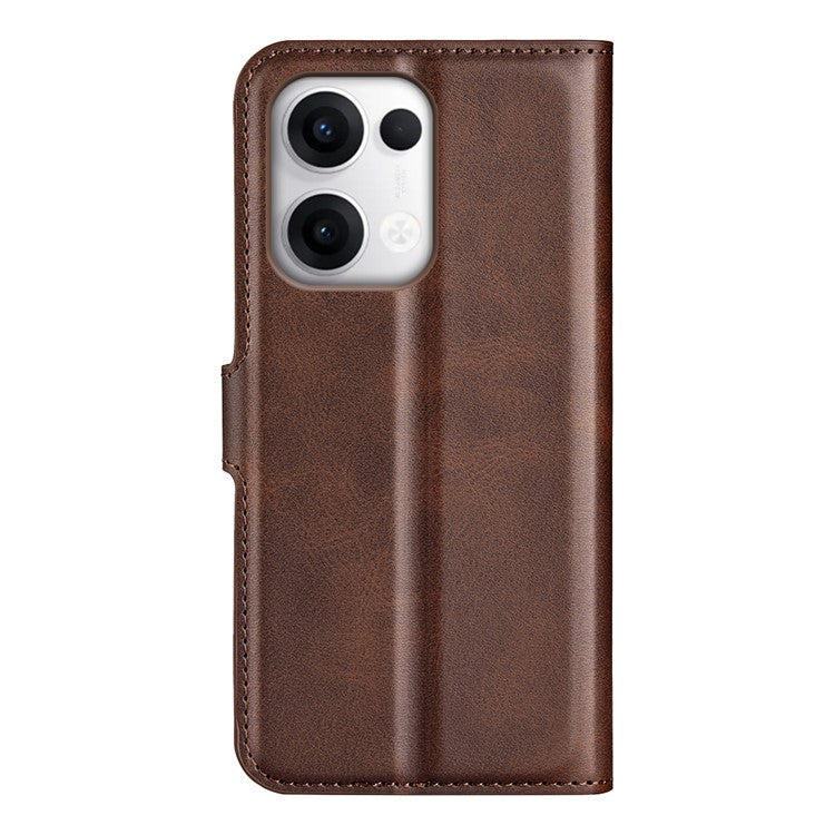 For Oppo Reno13 5G (Global) Stand Case Anti-Scratch Calf Texture Leather Phone Cover - Brown