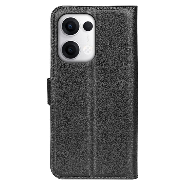 For Oppo Reno13 Pro 5G Case Litchi Texture Shockproof Leather Wallet Phone Cover - Black