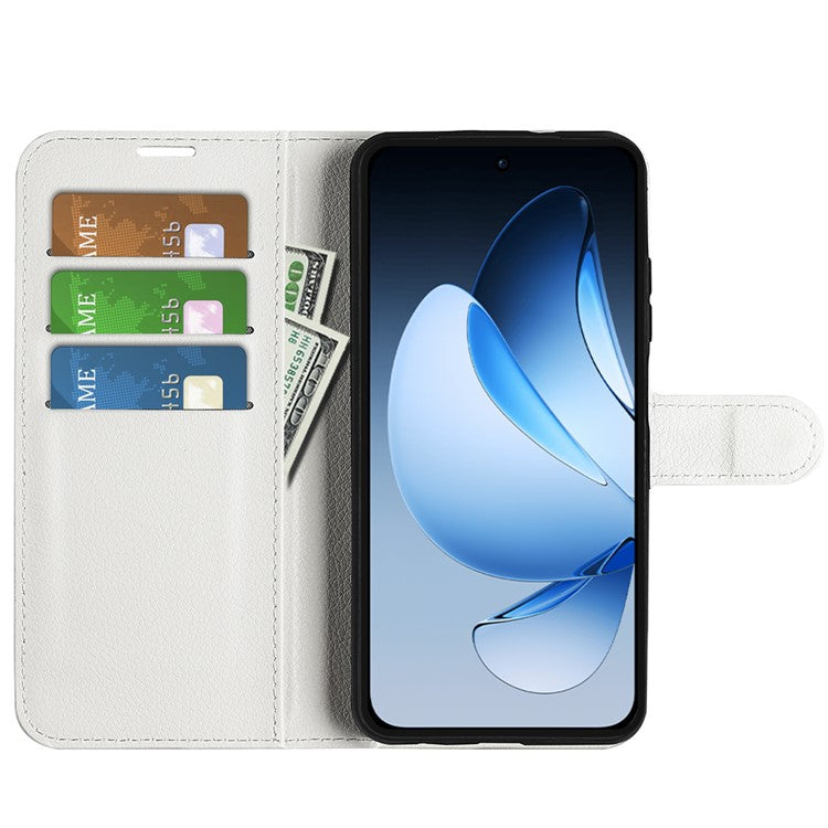 For Oppo Reno13 Pro 5G Case Litchi Texture Shockproof Leather Wallet Phone Cover - White