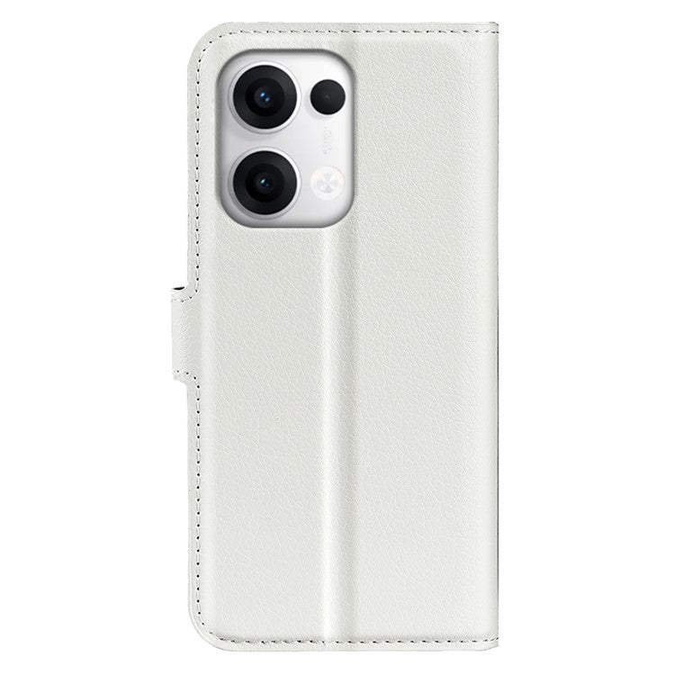 For Oppo Reno13 Pro 5G Case Litchi Texture Shockproof Leather Wallet Phone Cover - White