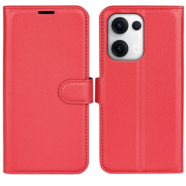 For Oppo Reno13 Pro 5G Case Litchi Texture Shockproof Leather Wallet Phone Cover - Red