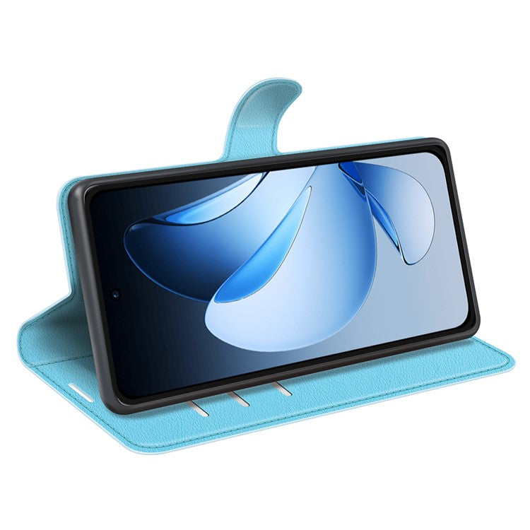 For Oppo Reno13 Pro 5G Case Litchi Texture Shockproof Leather Wallet Phone Cover - Blue