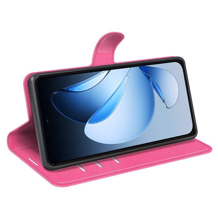 For Oppo Reno13 Pro 5G Case Litchi Texture Shockproof Leather Wallet Phone Cover - Rose