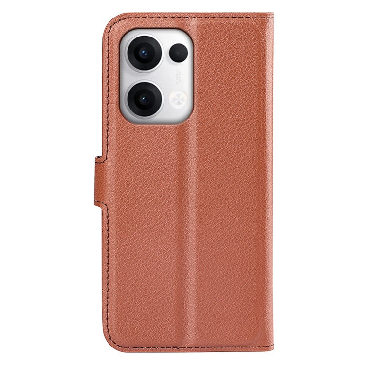 For Oppo Reno13 Pro 5G Case Litchi Texture Shockproof Leather Wallet Phone Cover - Brown