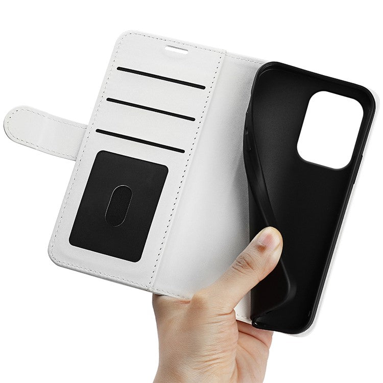 For Oppo Reno13 Pro 5G Wallet Case Crazy Horse Texture Stand Leather Phone Cover - White