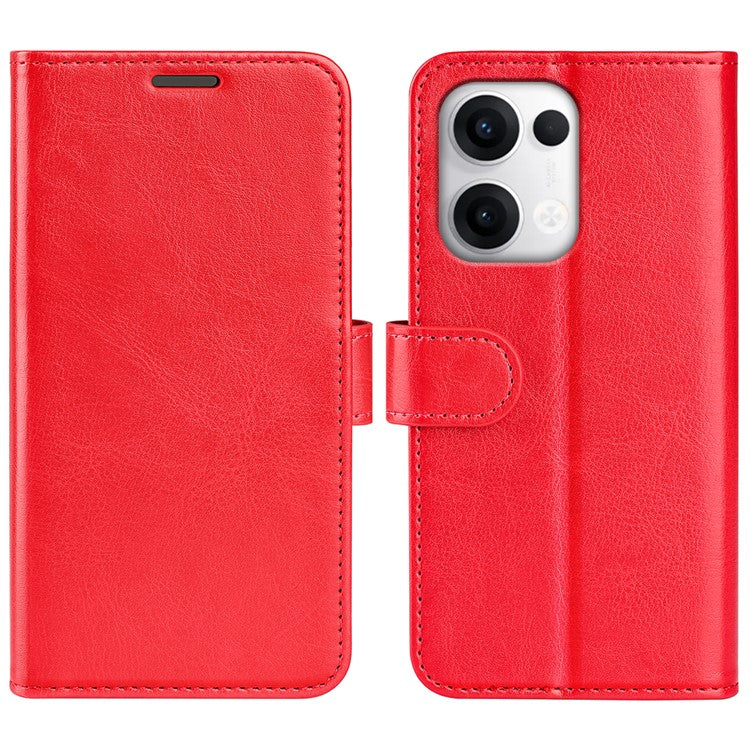 For Oppo Reno13 Pro 5G Wallet Case Crazy Horse Texture Stand Leather Phone Cover - Red